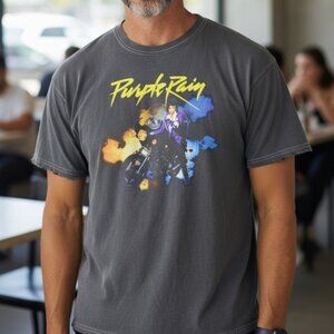 Prince Purple Rain Charcoal Tee with Vibrant Graphic Size XXL